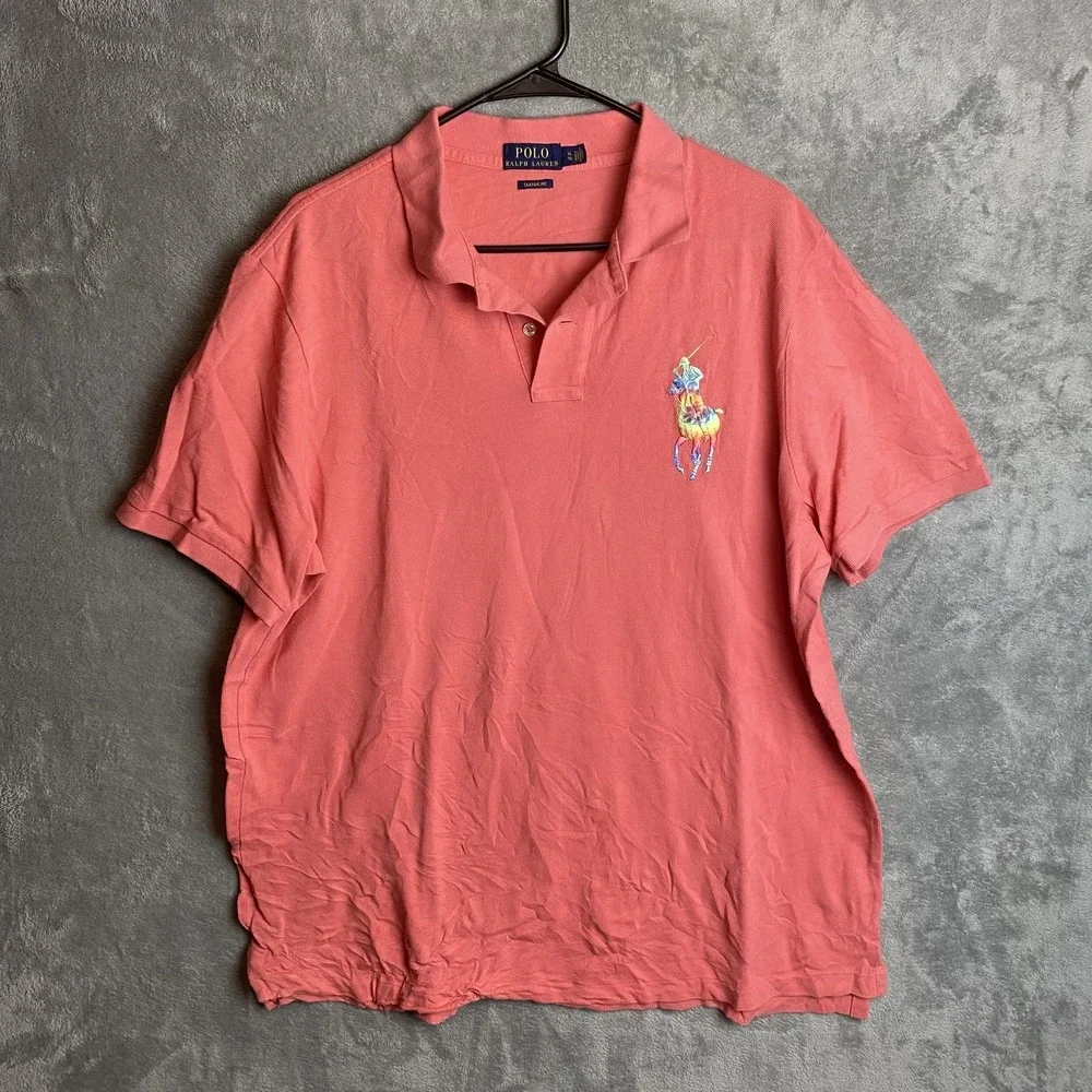 Polo Ralph Lauren Mens XL Classic Fit Polo Shirt Red Embroidered Logo